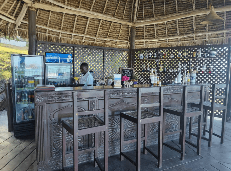 Beach bar with stools