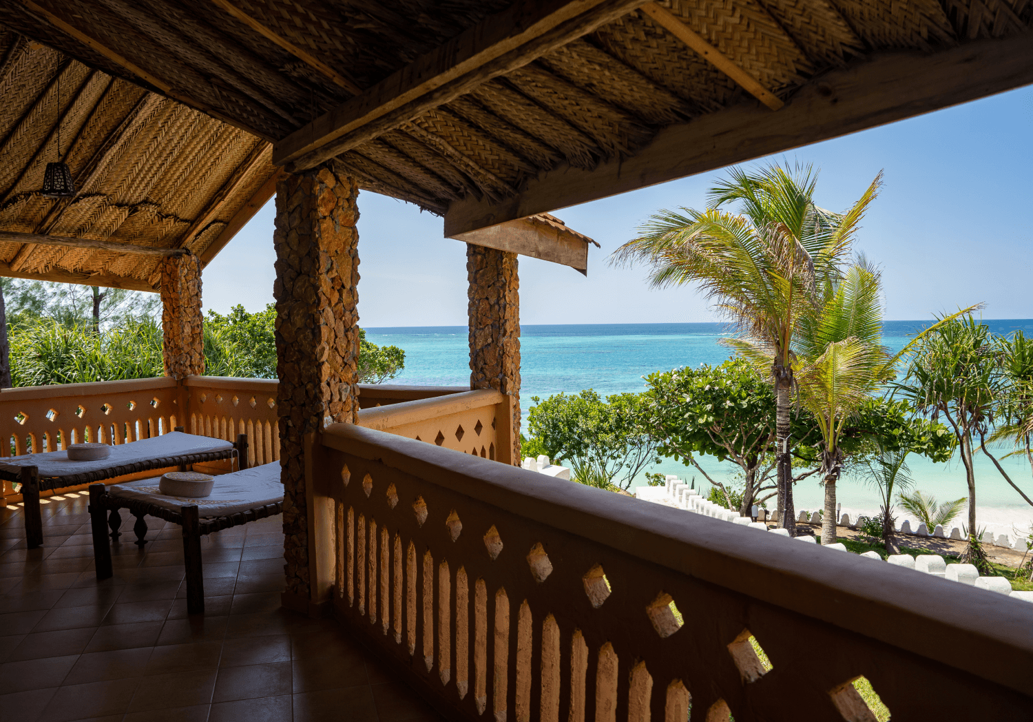 Beachfront resort balcony