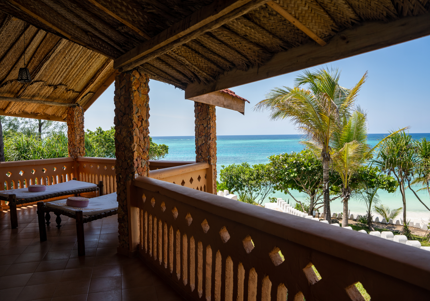 Beachfront resort balcony